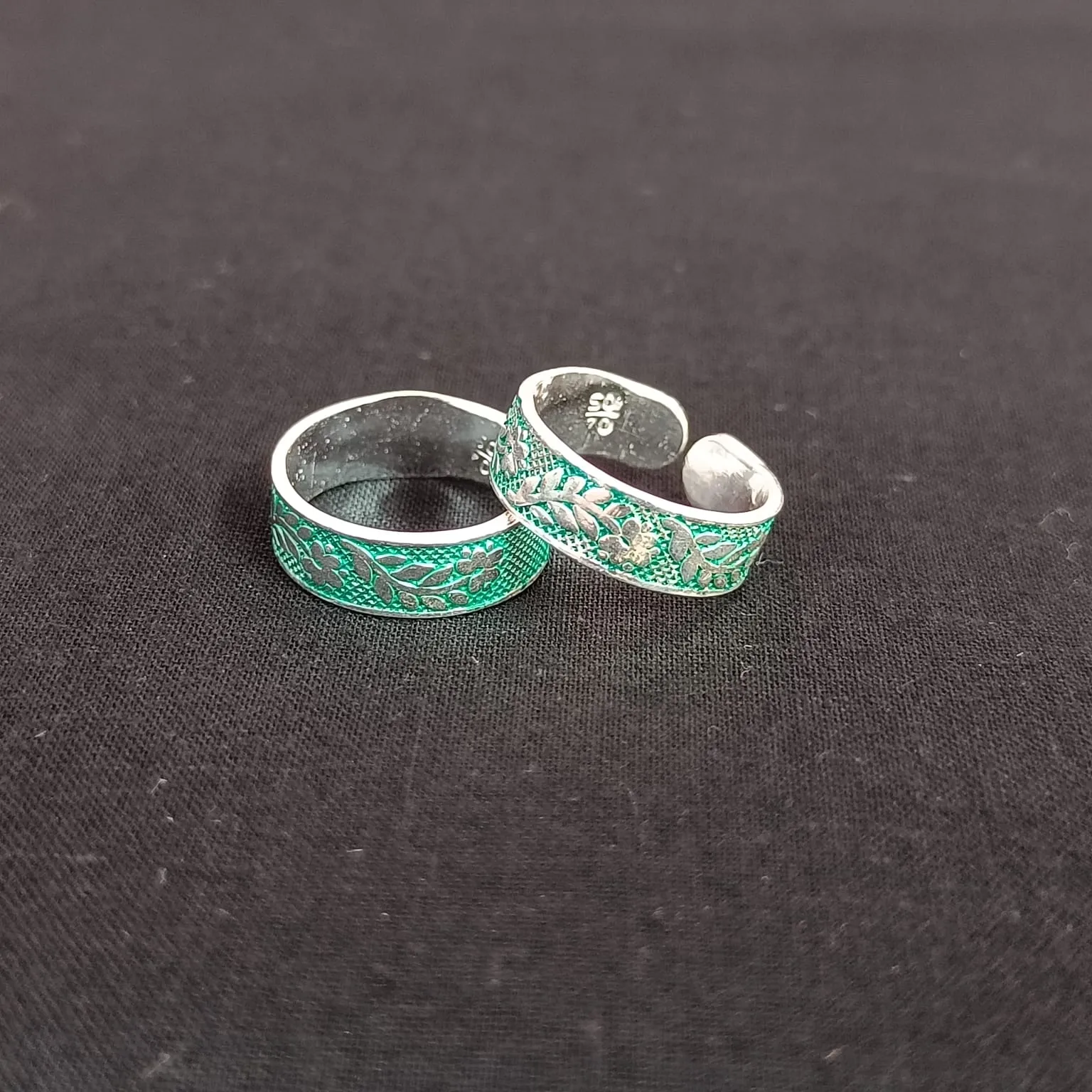 925 Silver Adjustable Toe Rings Pair (Design 136)