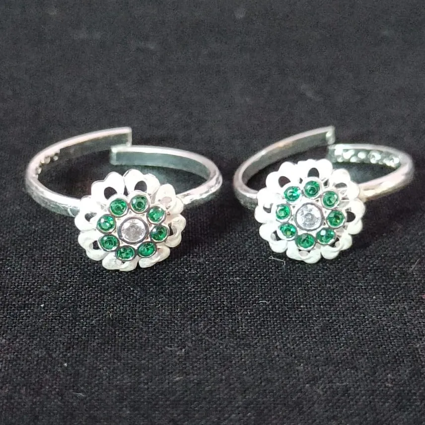 925 Silver Adjustable Toe Rings Pair (Design 137)