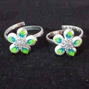 925 Silver Adjustable Toe Rings Pair (Design 138)