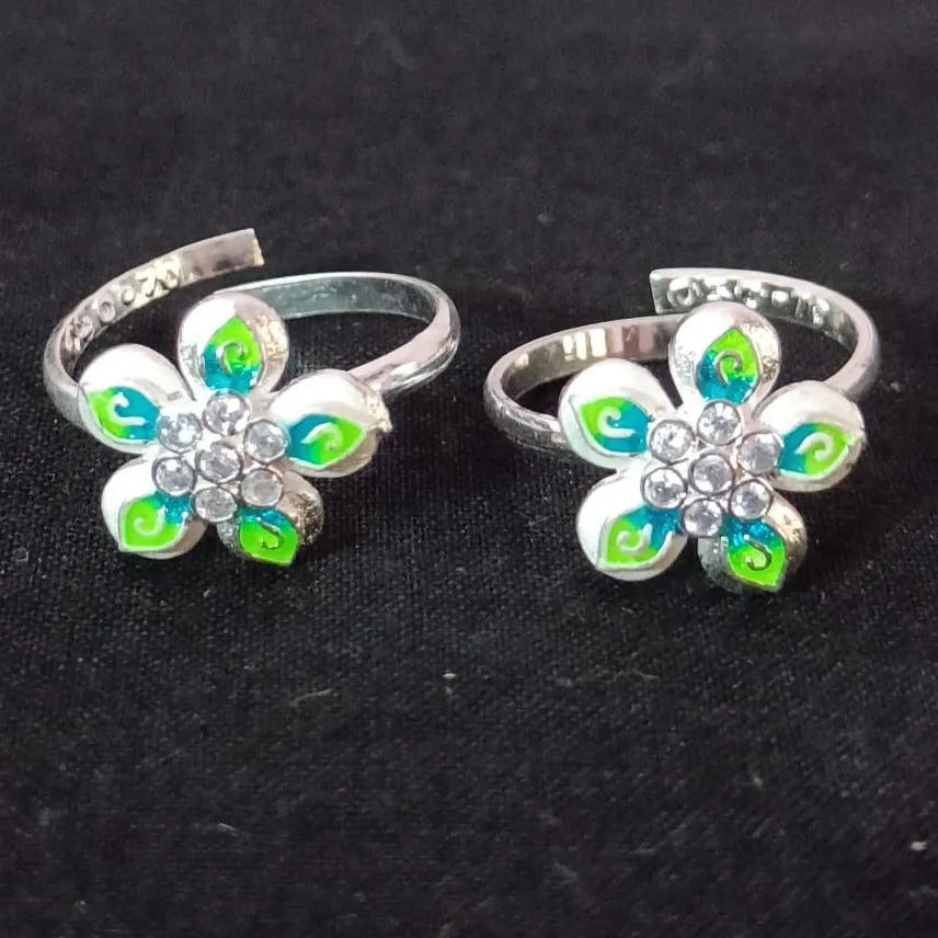 925 Silver Adjustable Toe Rings Pair (Design 138)