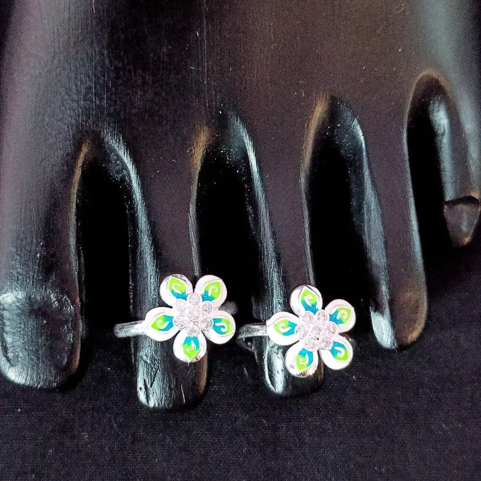 925 Silver Adjustable Toe Rings Pair (Design 138)