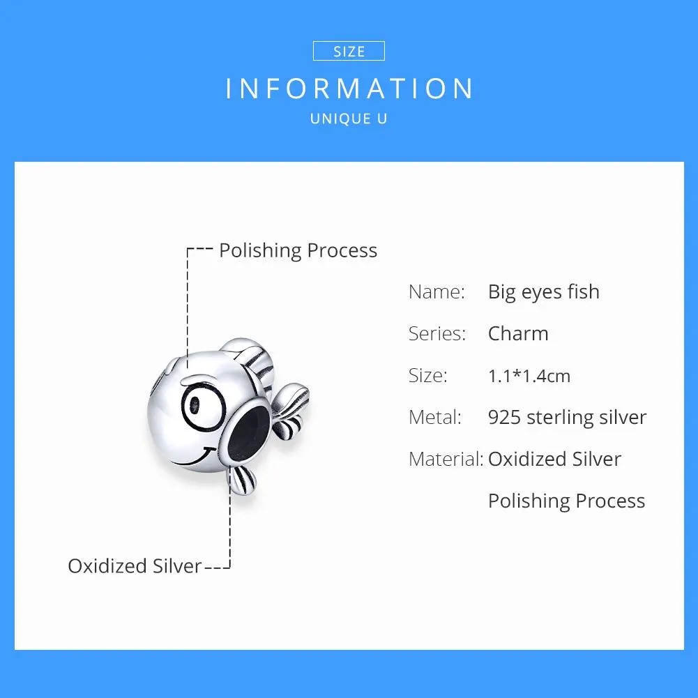 925 Sterling Silver Simple Fish Bead Bracelet / Necklace Accessory