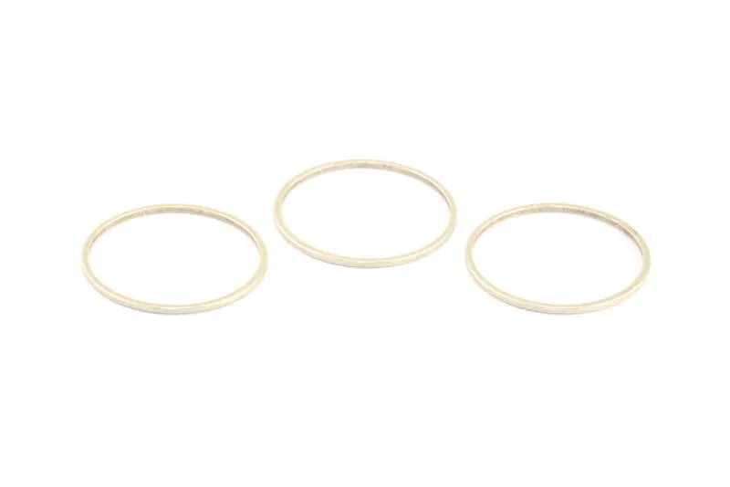 Antique Silver Circle Connectors, 50 Antique Silver Plated Brass Circle Connectors (26x1x1mm) Bs 1091 S315