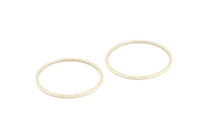 Antique Silver Circle Connectors, 50 Antique Silver Plated Brass Circle Connectors (26x1x1mm) Bs 1091 S315