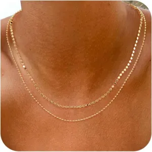 ASCOMY Layered Necklaces for Women Gold Necklace 14K Gold/Silver Plated Pendant Necklace Layered Cross Necklace Paperclip Rope Bead Box Satellite Dot Chain Necklaces Gold Choker Trendy Jewelry Gift