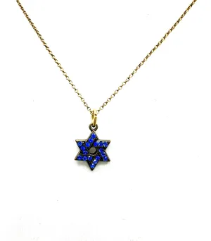 Blue Crystal Star of David Necklace