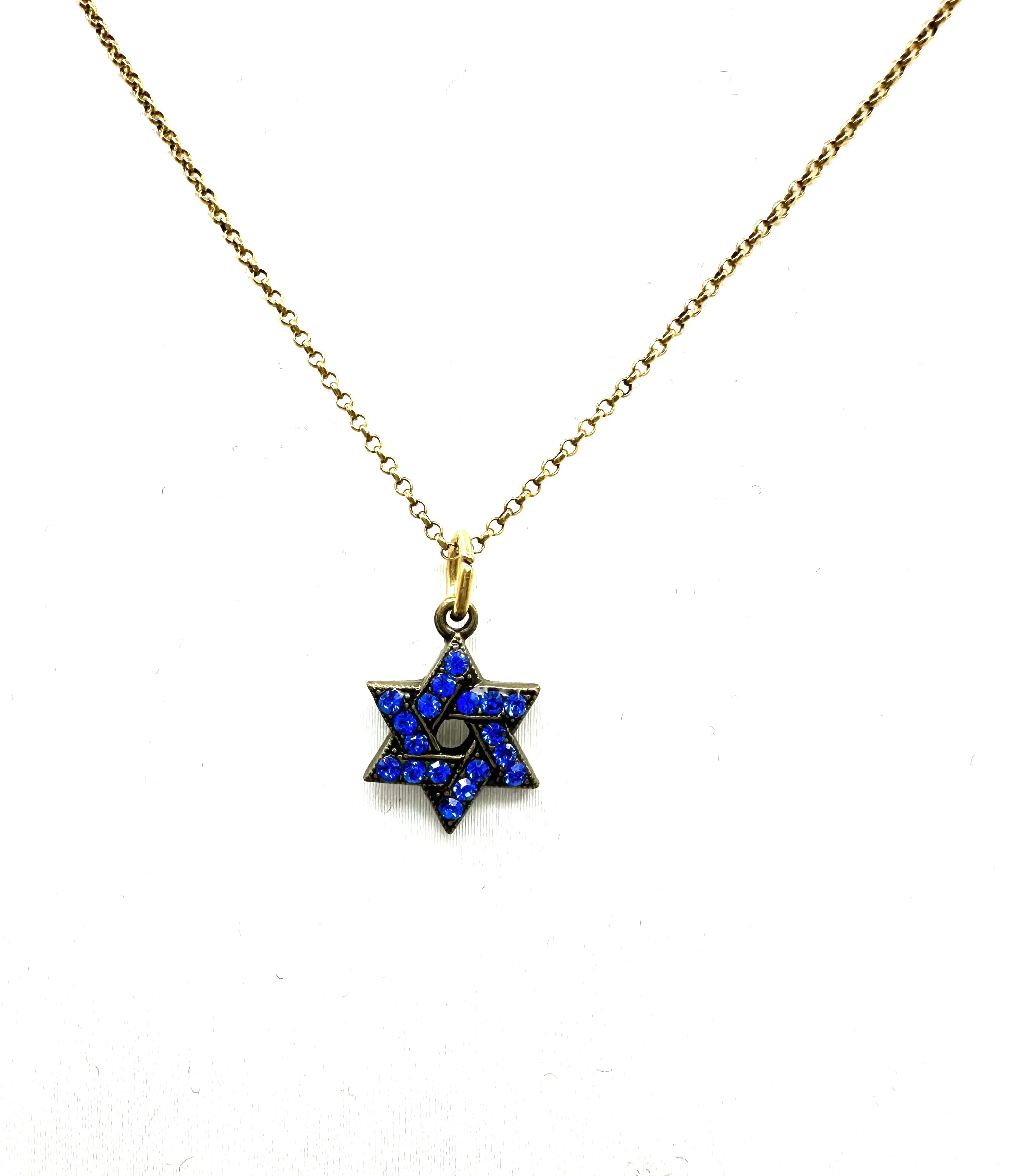 Blue Crystal Star of David Necklace