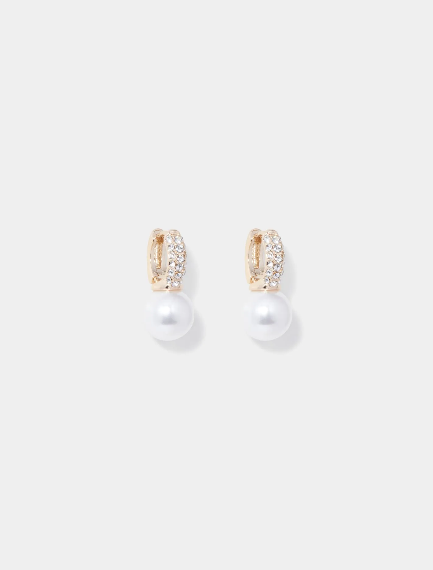 Charlotte Crystal Pearl Huggie Earrings