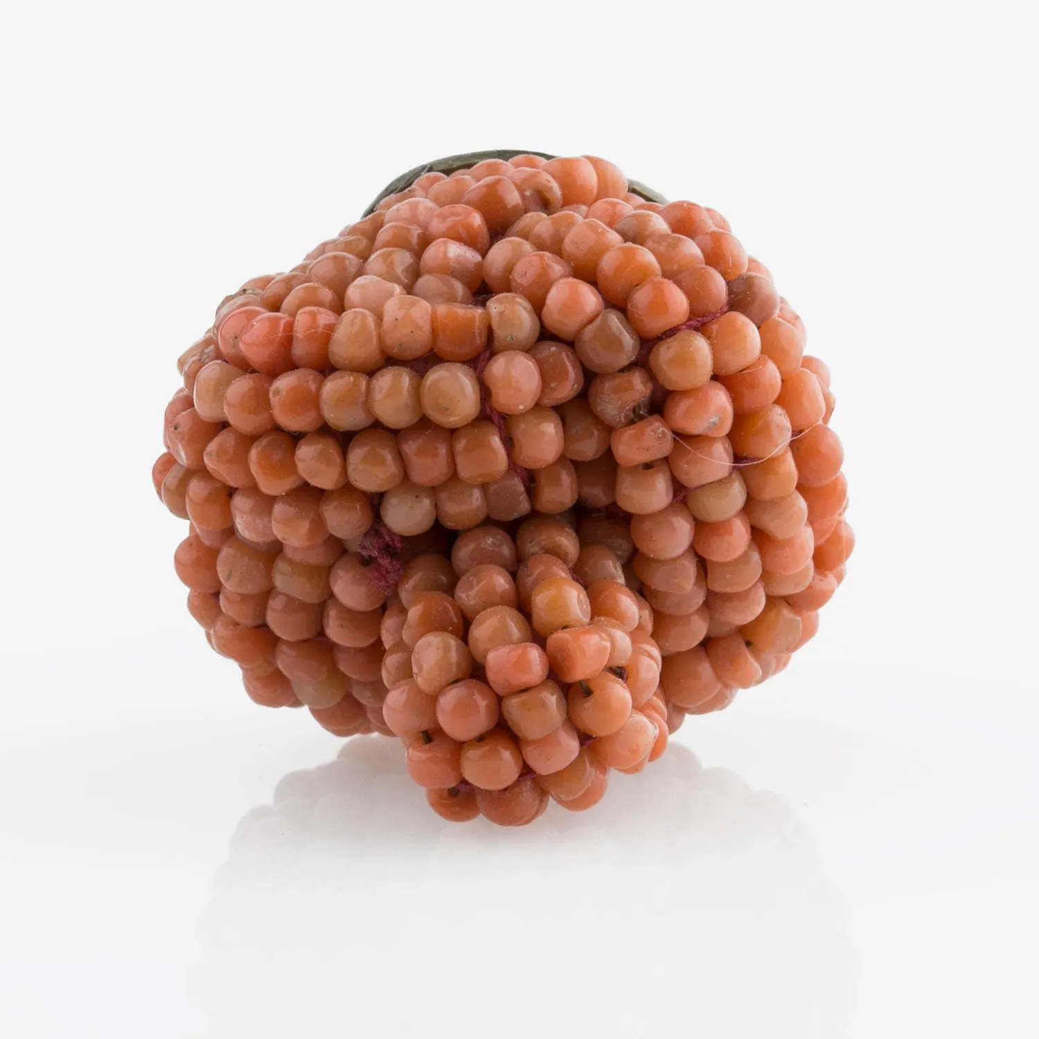 Chinese Qing Dynasty Mandarin Court woven coral hat finial button. btja101