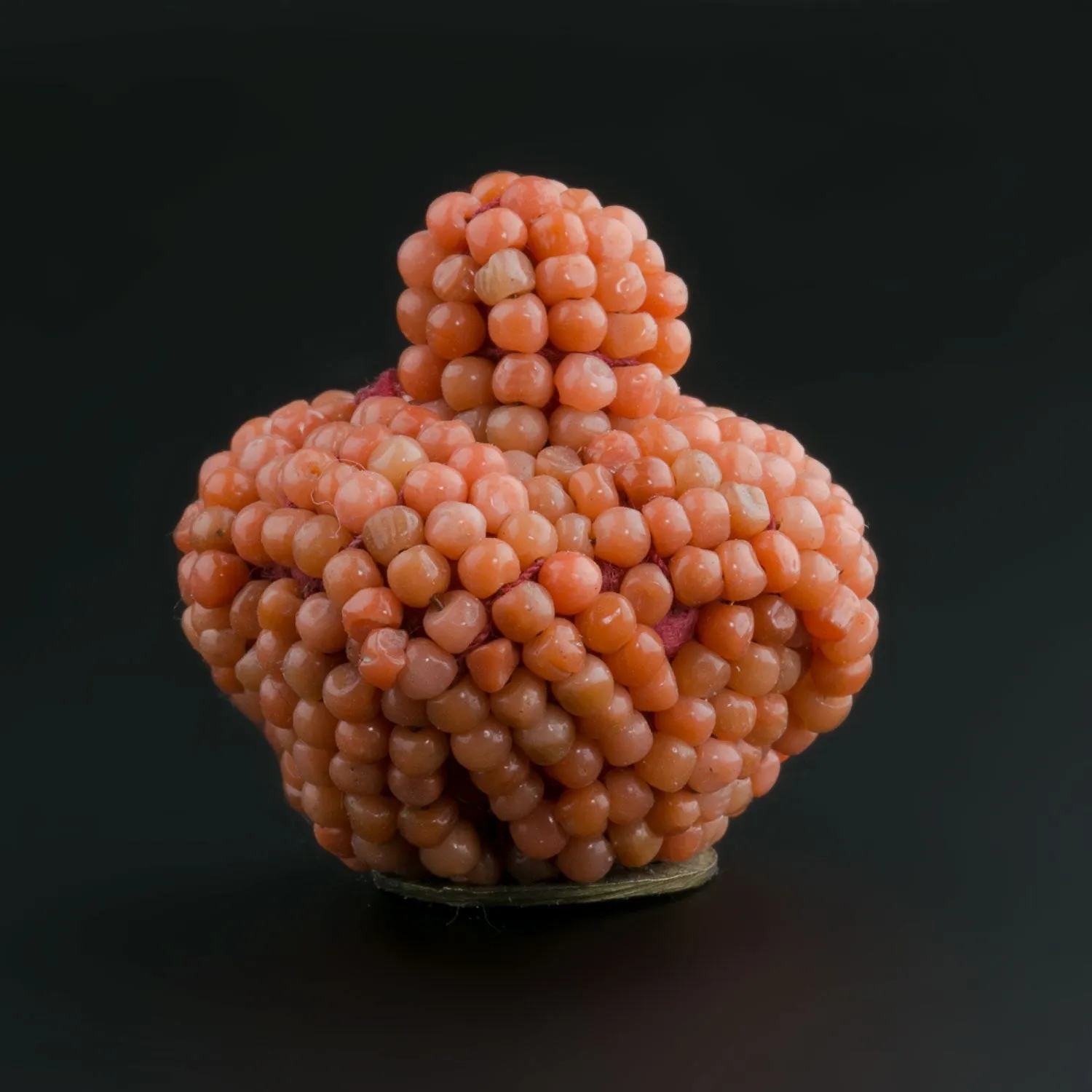 Chinese Qing Dynasty Mandarin Court woven coral hat finial button.btja100(e)