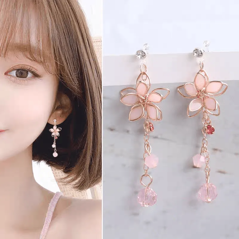 Crystal Cherry Blossom Dangle Earrings