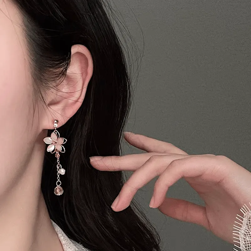 Crystal Cherry Blossom Dangle Earrings