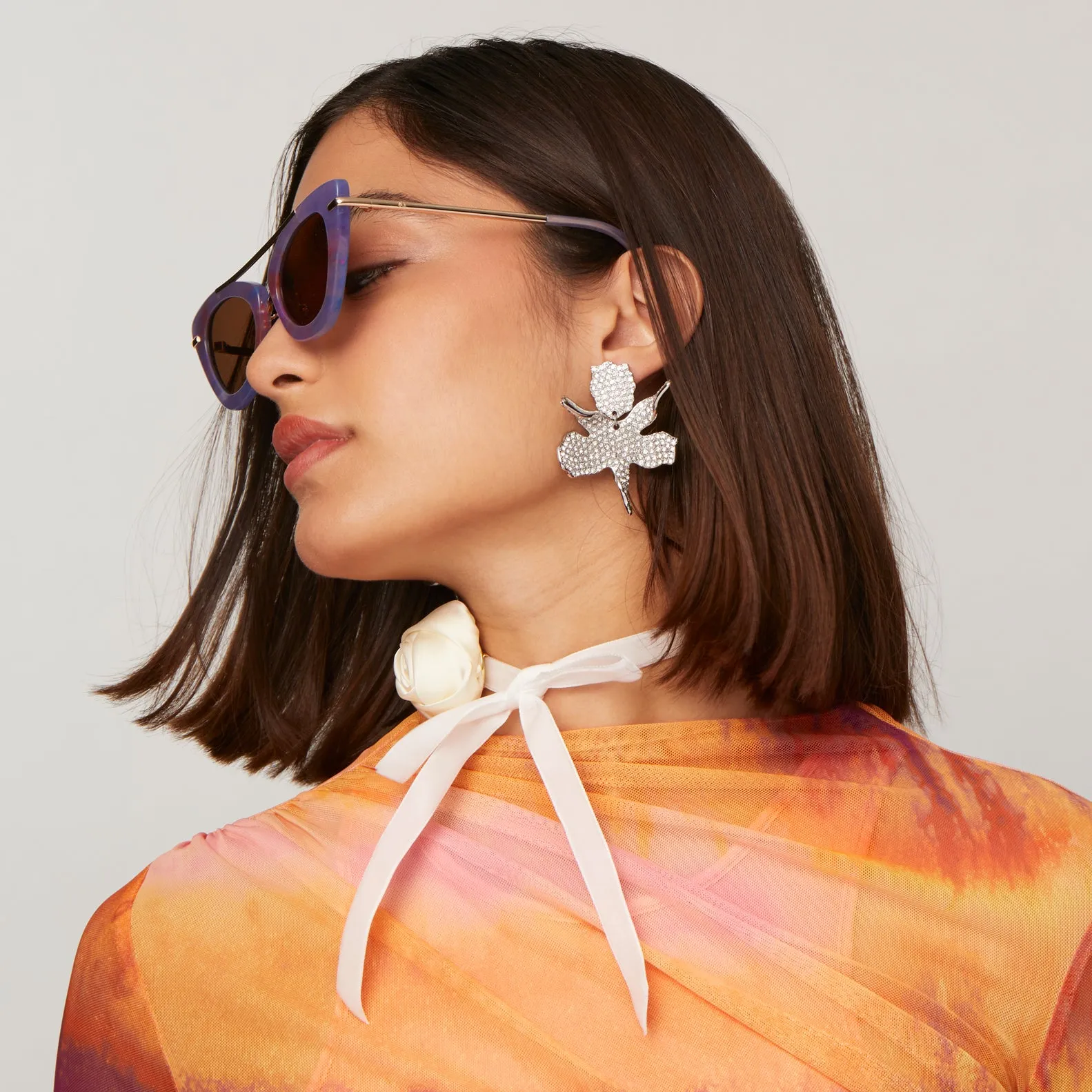CRYSTAL SMALL PAPER LILY EARRINGS