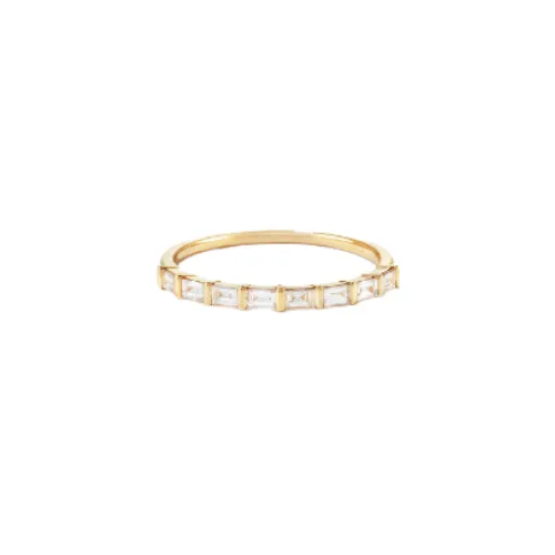 Dainty Baguette Bar Half Eternity Band | 14k Yellow Gold