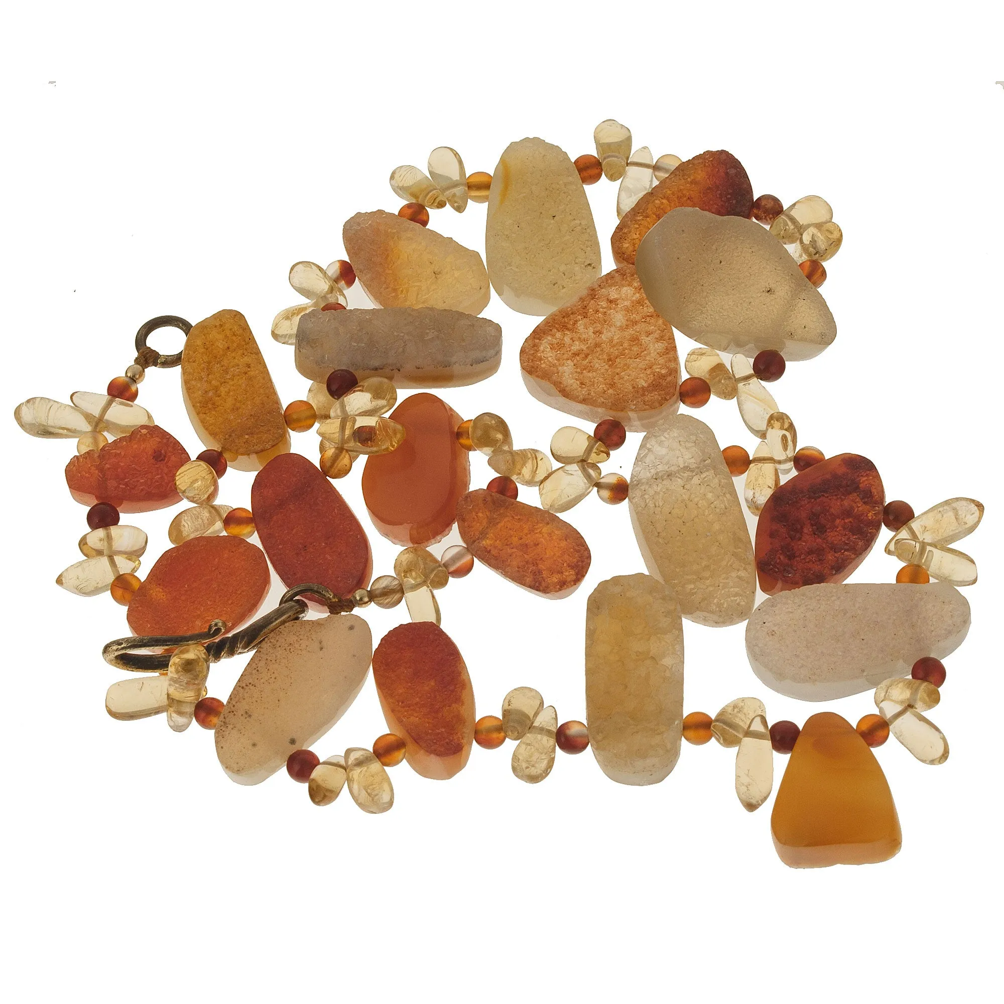 Druzy Carnelian agates, stone bead necklace. 17" long.  j-NLBD2197