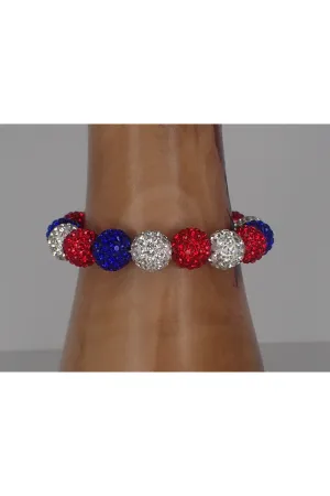 Emma American Red, White And Blue Crystal Bracelet