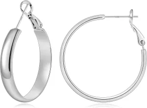 Gacimy Gold Hoop Earrings for Women, 14k Real Gold Plated with 925 Sterling Silver Post, Hypoallergenic Lightweight Thick Hoops Earrings for Women Trendy