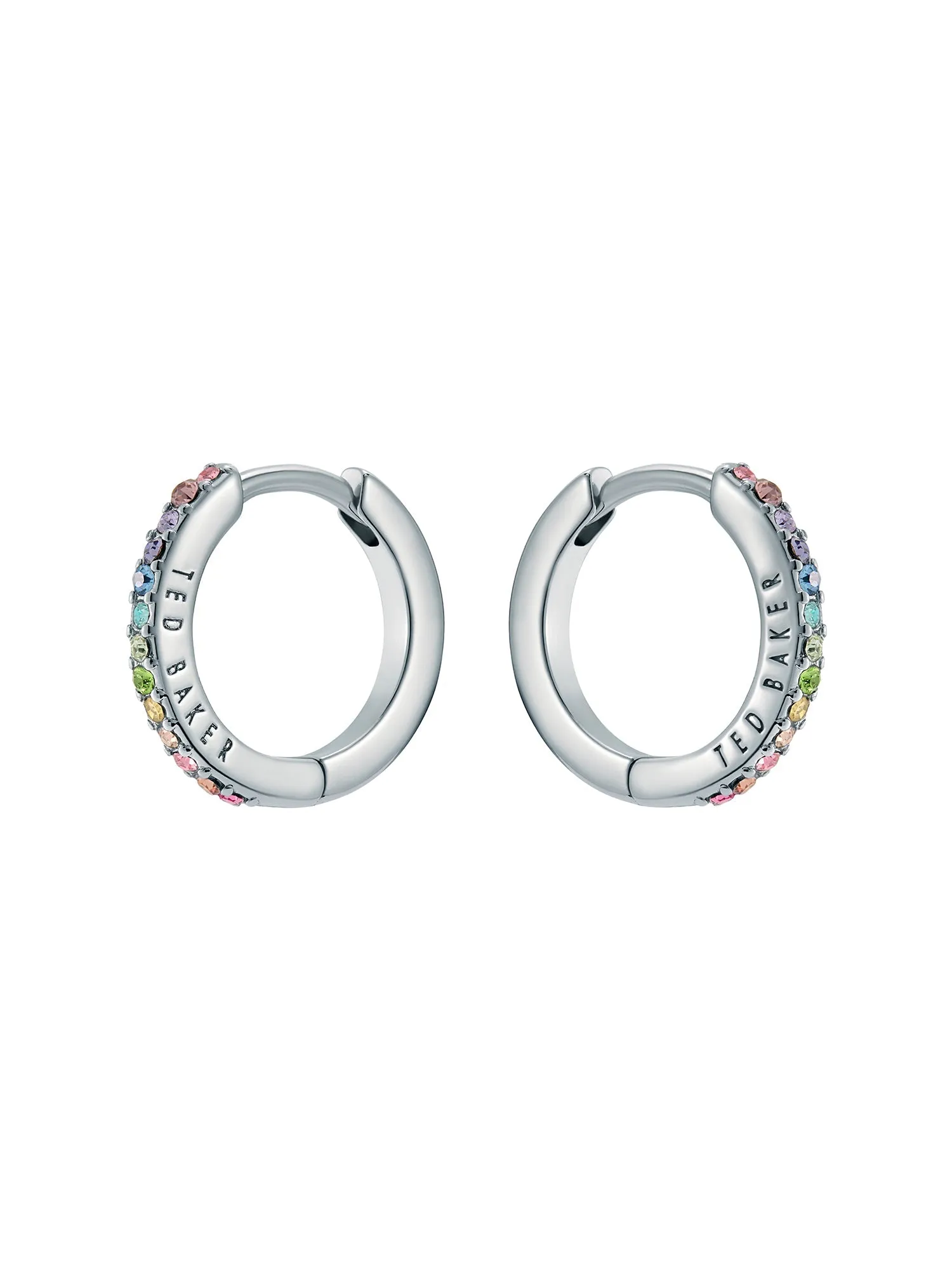 Heplie Rainbow Crystal Hoop Earrings (14Mm) Silver