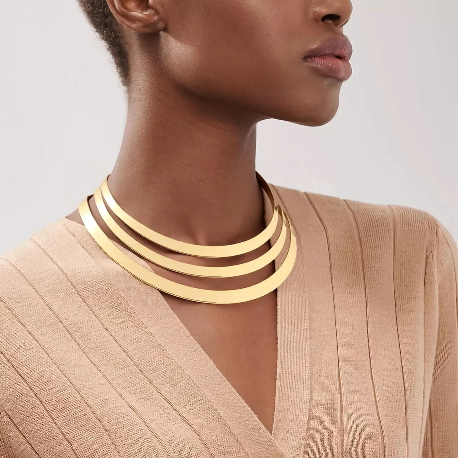 Long tiantian Chunky Gold Necklace Gold Statement Necklace for Women Dainty Choker Necklaces for Woman Exaggerated Ethnic Big Statement Necklaces Trendy for Women 2025
