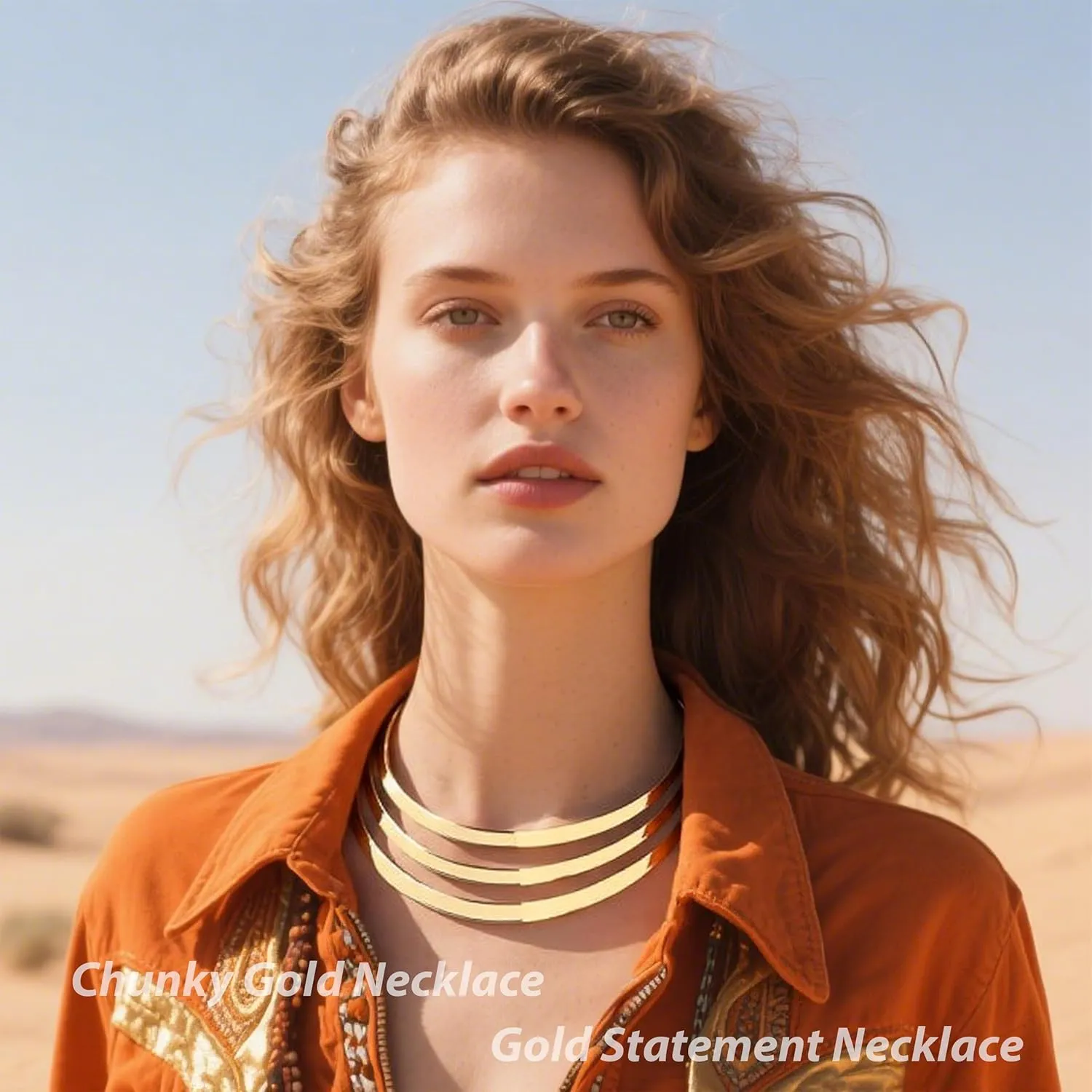 Long tiantian Chunky Gold Necklace Gold Statement Necklace for Women Dainty Choker Necklaces for Woman Exaggerated Ethnic Big Statement Necklaces Trendy for Women 2025