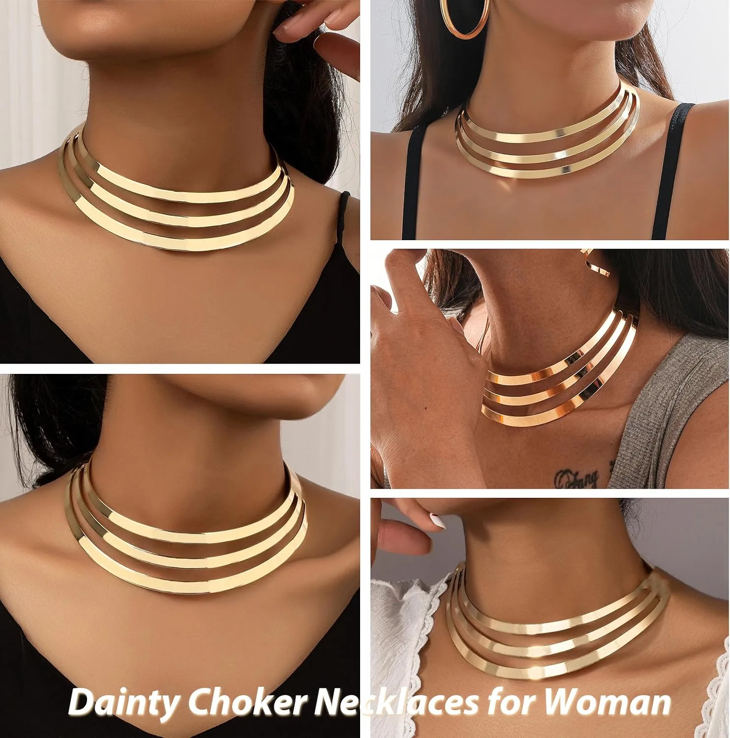 Long tiantian Chunky Gold Necklace Gold Statement Necklace for Women Dainty Choker Necklaces for Woman Exaggerated Ethnic Big Statement Necklaces Trendy for Women 2025