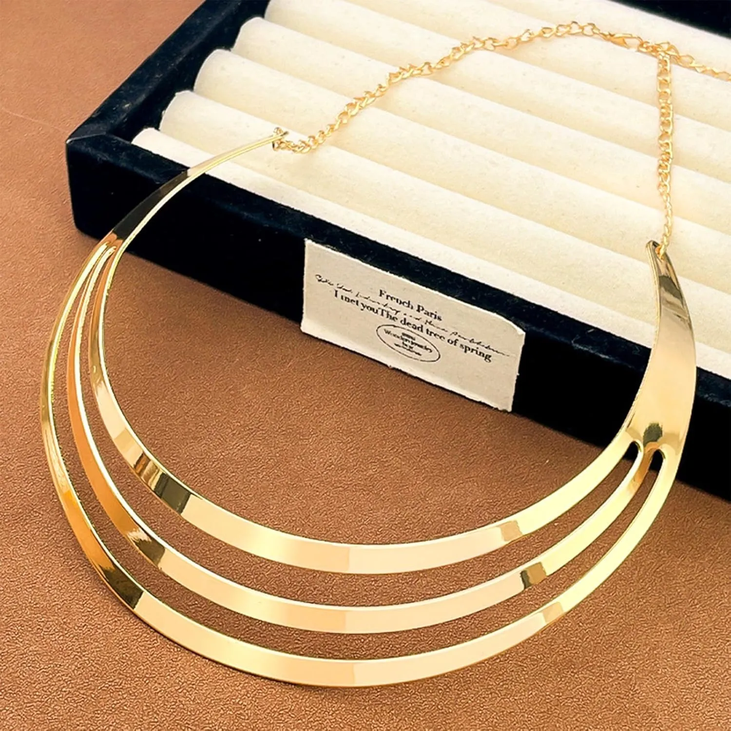 Long tiantian Chunky Gold Necklace Gold Statement Necklace for Women Dainty Choker Necklaces for Woman Exaggerated Ethnic Big Statement Necklaces Trendy for Women 2025