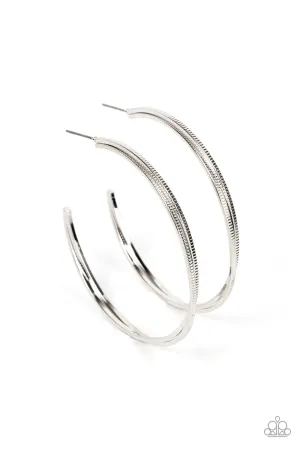 Monochromatic Curves - Silver Hoop Earring
