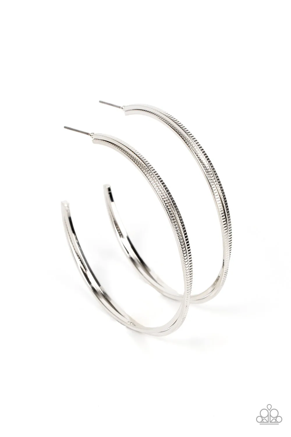 Monochromatic Curves - Silver Hoop Earring