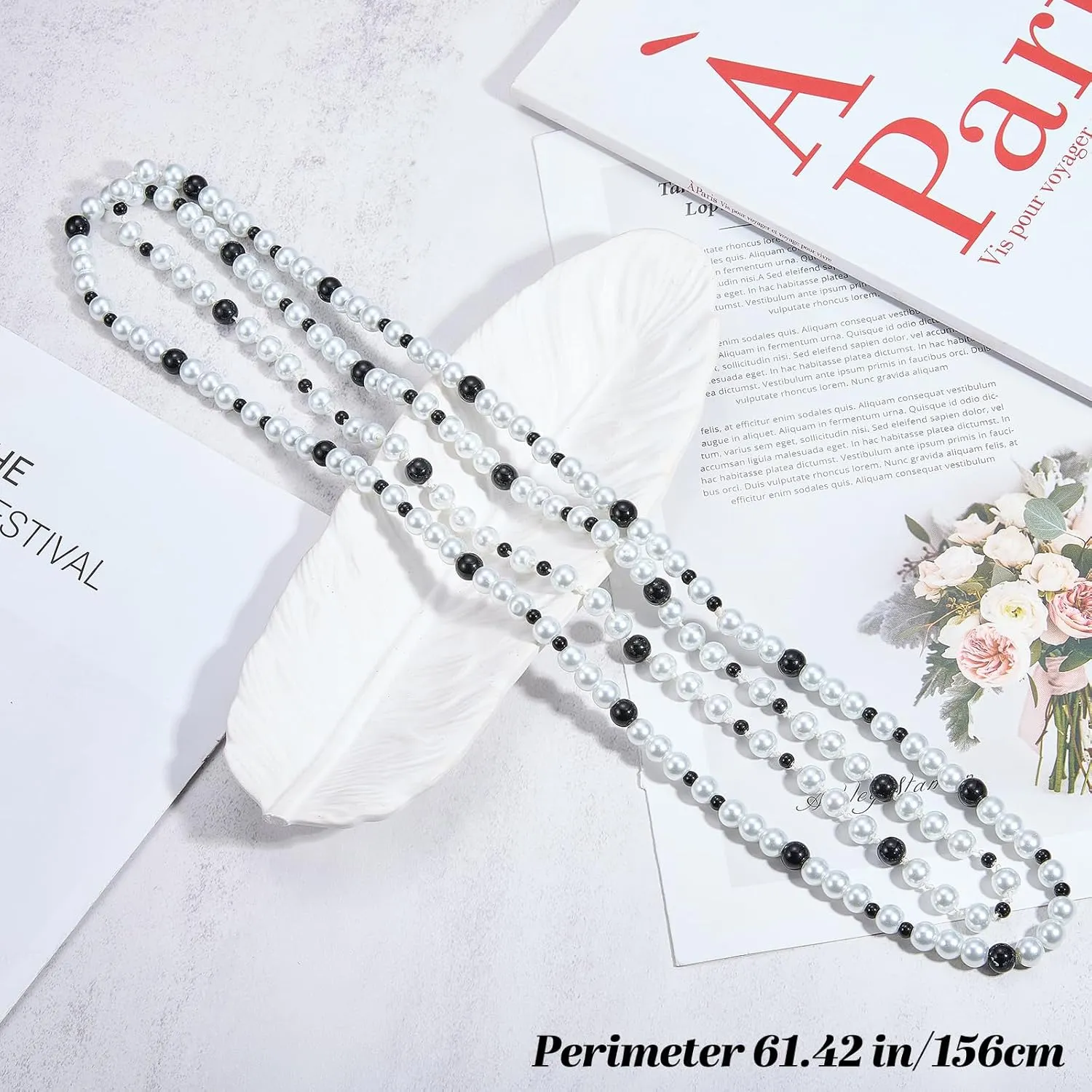 Ornaland Long Necklaces for Women Layered Necklaces Faux Pearl Necklaces Suitable for Prom Costume Jewelry