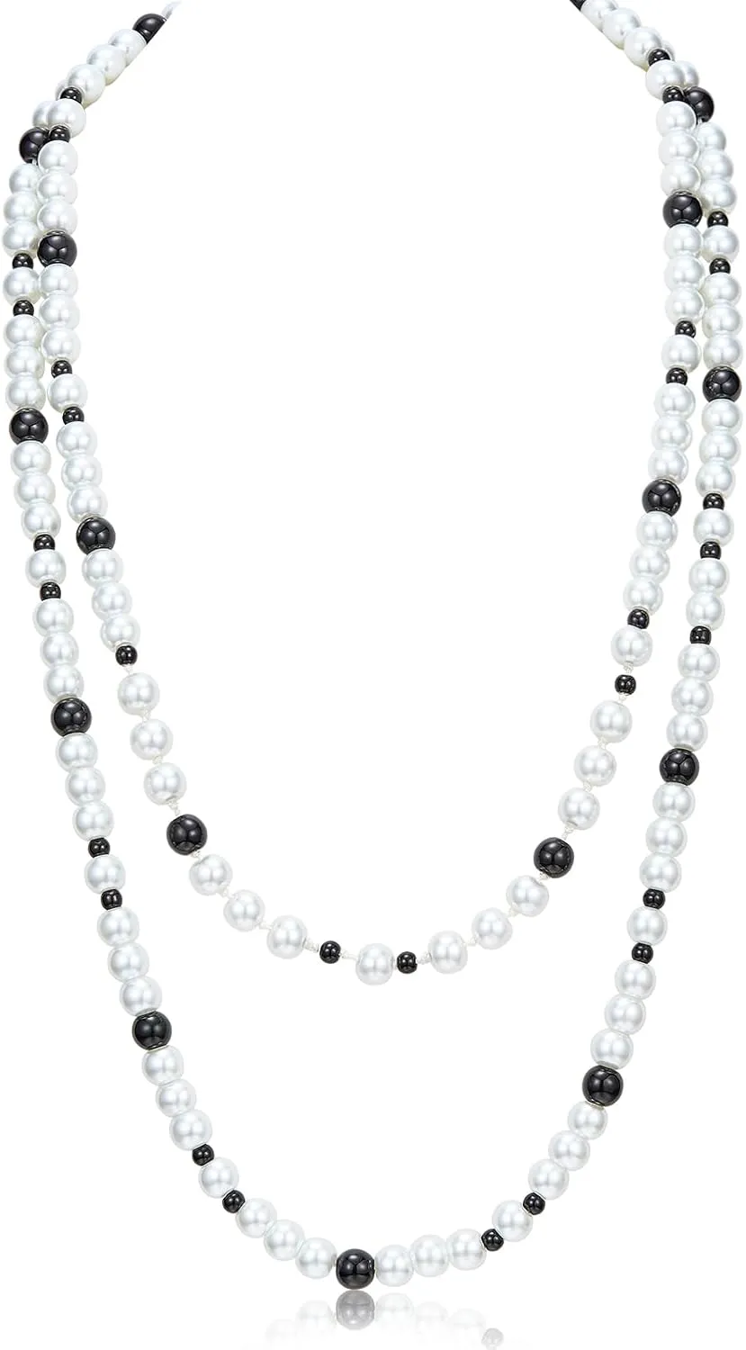 Ornaland Long Necklaces for Women Layered Necklaces Faux Pearl Necklaces Suitable for Prom Costume Jewelry