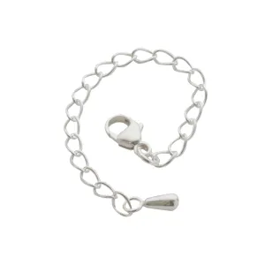 Solid 925 Sterling Silver Necklace Extender With Silver Charm. 3 Inch Interchangeable Jewelry Extender Bracelet Anklet Jewelry
