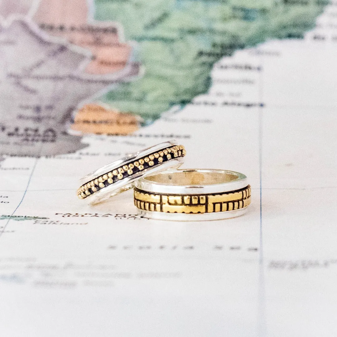 Sterling Silver Dashes and Dots Meditation Ring - India
