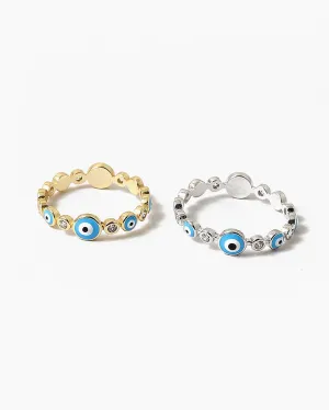 Sterling Silver Evil Eye Ring