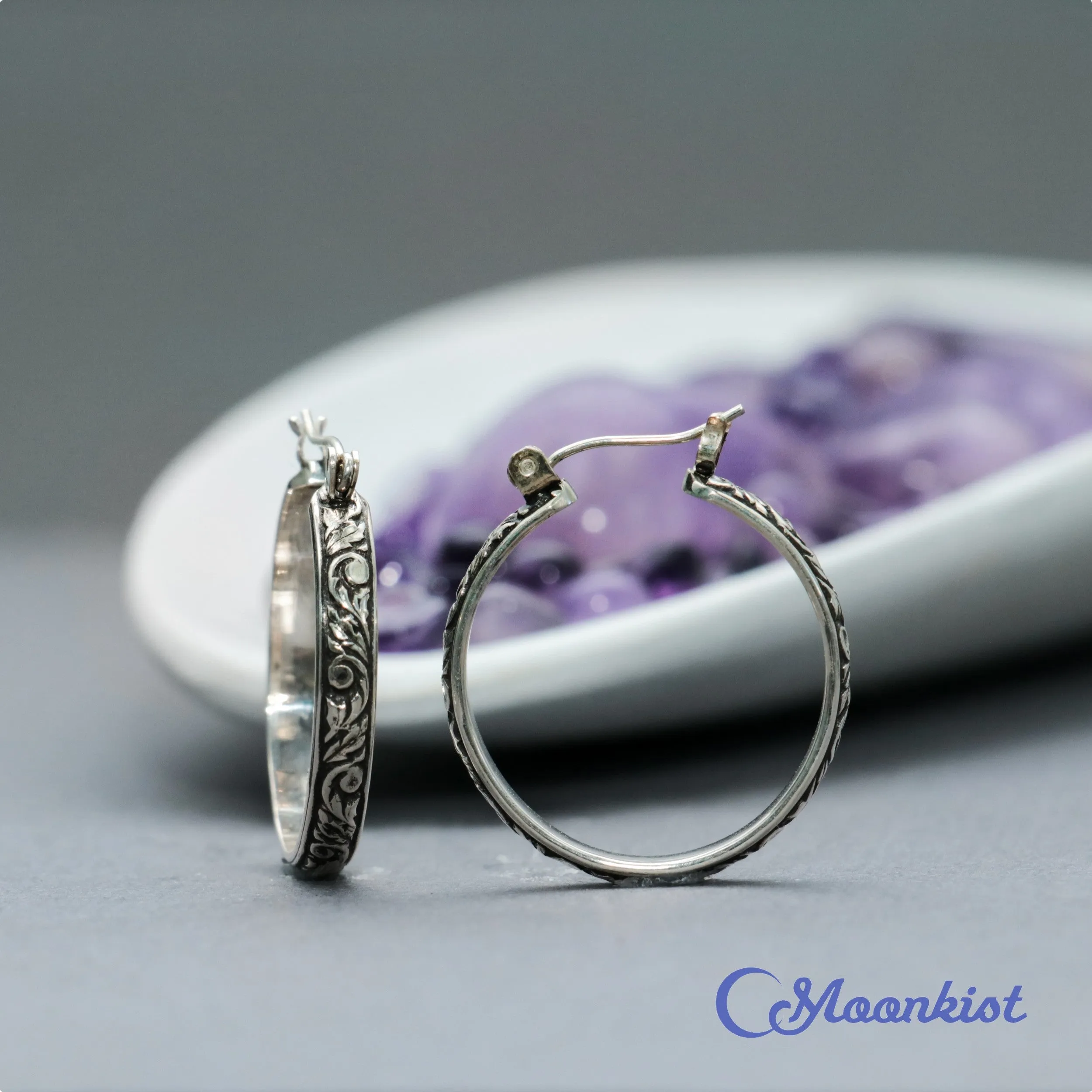 Tendril and Vine Sterling Silver Hoop Earrings | Moonkist Designs