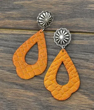 The Concho Tooled Leather Earrings