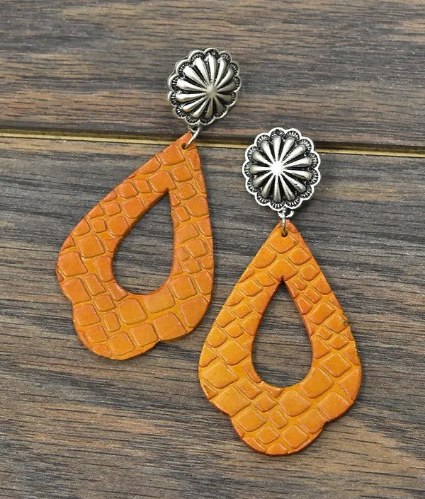 The Concho Tooled Leather Earrings